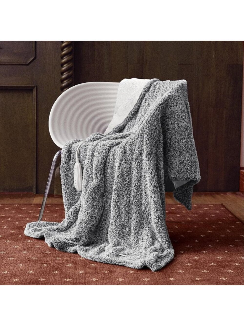 Templewet Heated Blanket Throw 50" x 60",Cute Electric Blanket,Greige